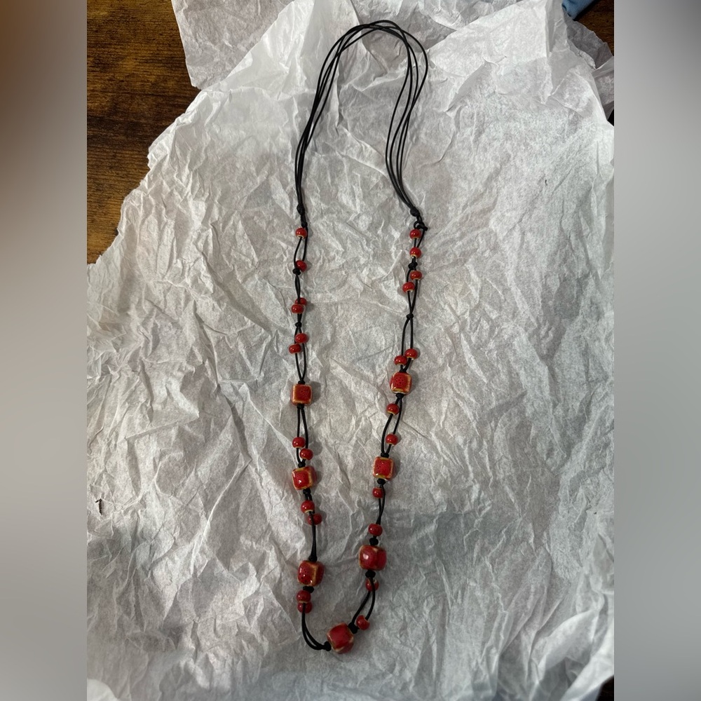 Elegant Red Beaded Necklace